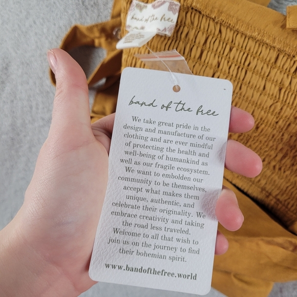 Band Of The Free Tie Back Mustard Yellow Tan Ruched Cropped Bralette Tank Top - Picture 8 of 10